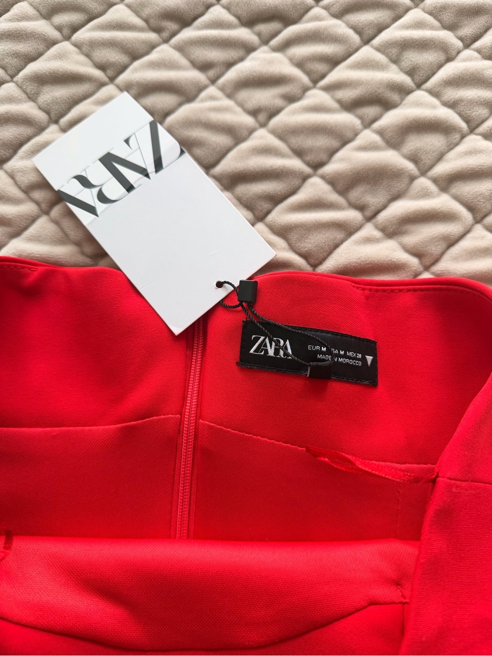 Zara Strapless Red Midi Dress Sz Medium NWT - Picture 5 of 11